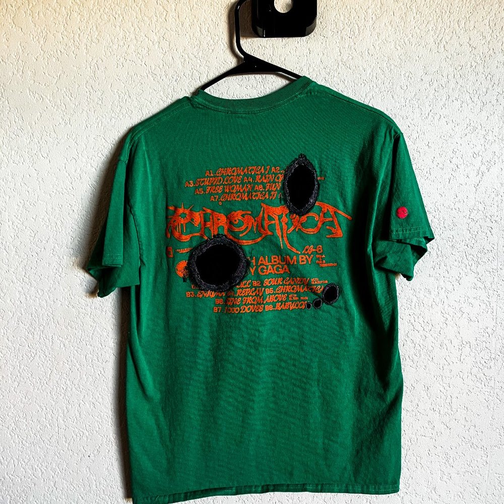 Original Lady Gaga Chromatica T-shirt Green Size Medium